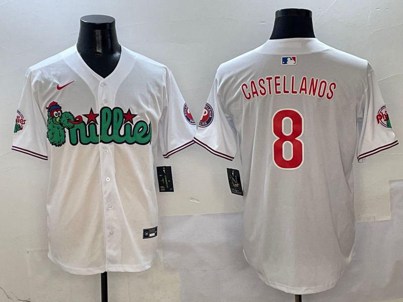 Men Philadelphia Phillies #8 Castellanos White three generations Joint Name Nike 2025 MLB Jersey style 1->philadelphia phillies->MLB Jersey